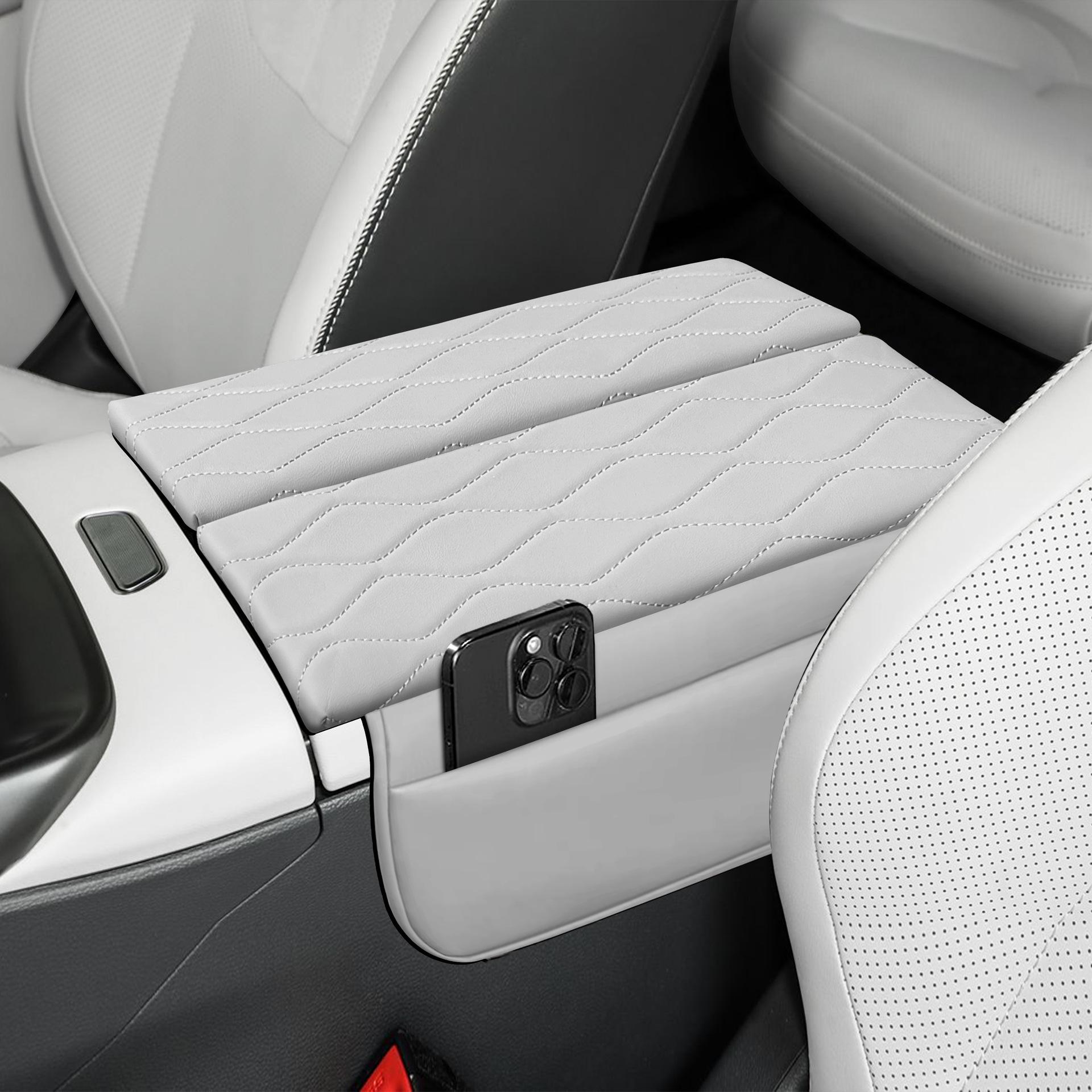Alpha S5 Leather Armrest Box Cover with Central Storage and Heightening Pad