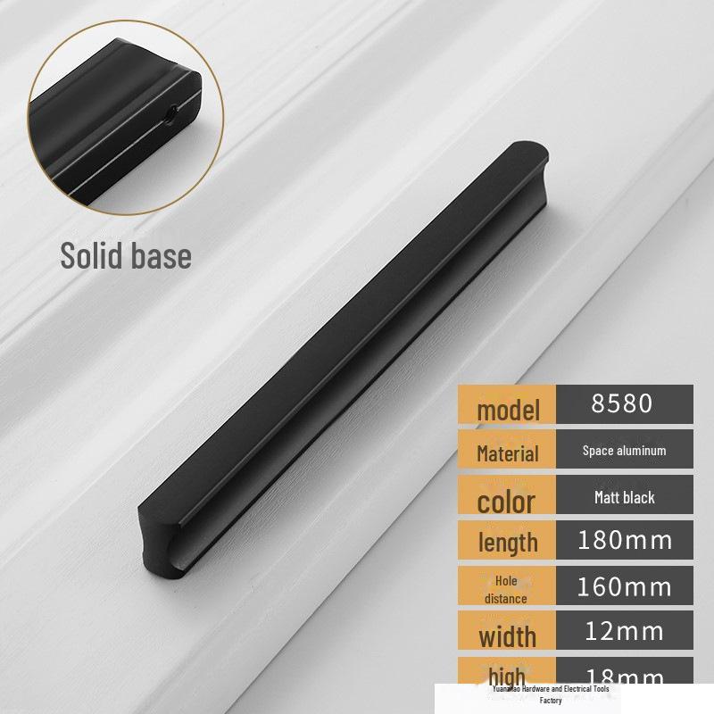 Černá a šedá moderní luxusní úchytka zásuvky skříňky