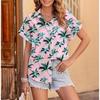 Sommer Neues Hawaiianisches Hemd für Damen Lässig Kurzärmelig Tropische Blume 3D-bedrucktes Hemd