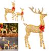 3 Stück Leuchtende Weihnachts-Gartendekoration Niedliches Leuchtendes Rentier Outdoor Weihnachtsdekoration LED Leuchtende Hirschstatue für Gartenparty