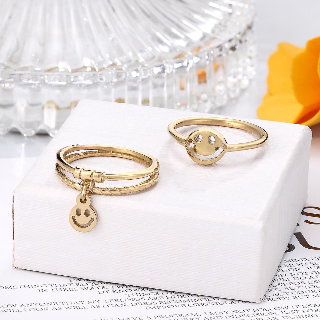 Koreanischer Einfacher Smiley-Gesicht Mode Ring Ins Stil Persönlichkeit Vielseitiger Ring Damen Titanstahl Schmuck