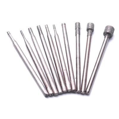 Diamond Burr Core Grinding Head Silver 0.8-5mm 10 Pcs