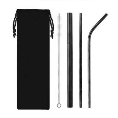 Factory Price 4pcs/Bag Reusable Drinking Straws with Bag 4pcs In 1 Bar Party Accessory 304 Stainless Steel Sturdy Drinks Straw
