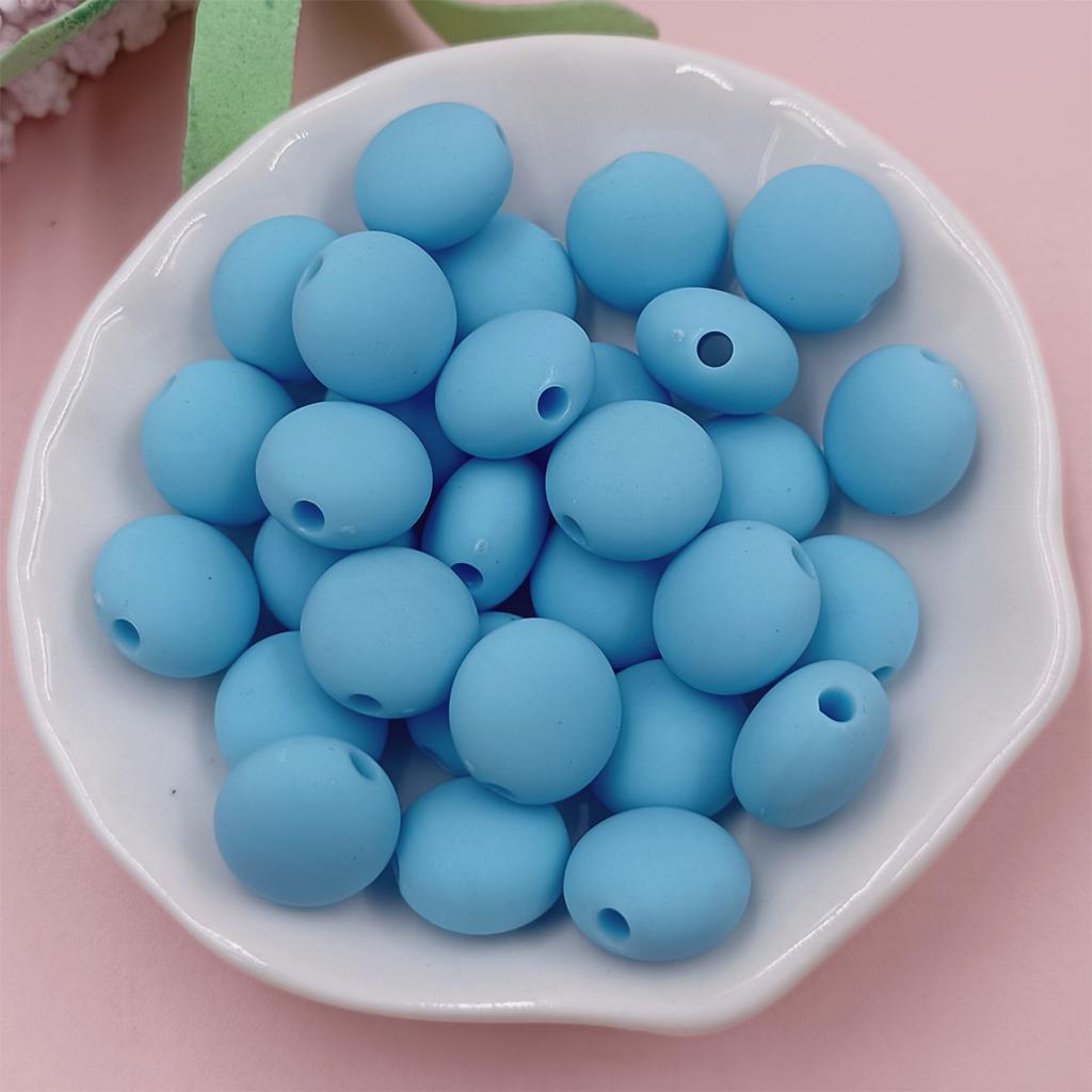 Home Party Supplies Beaded Material Jewelry Accessories Necklace Bracelet 12mm 30pcs Flat Round Beads DIY Solid Color Fashion Rubber Handmade