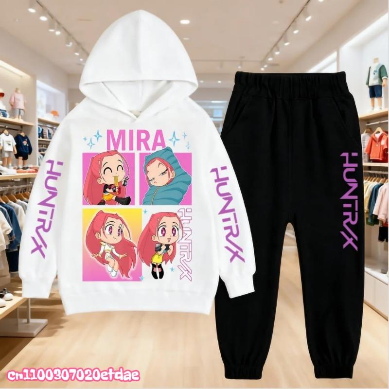 2025 Heiße Herbstmode KPop Dämonenjäger Print Kinder Set Hoodie+Hose Anzug 2-teiliges Set Kind Junge Mädchen Kleidung Lässiger Trainingsanzug