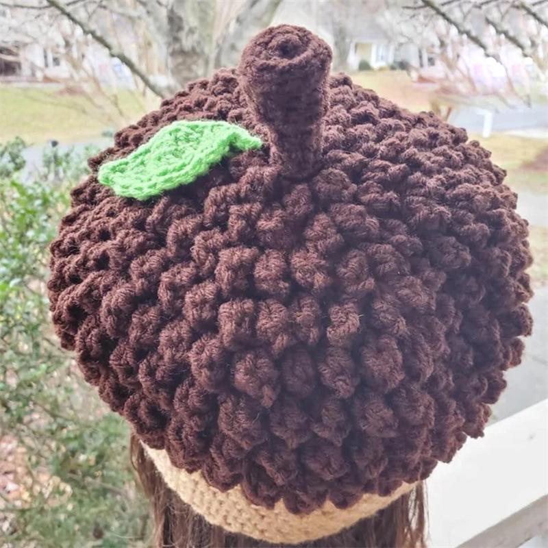 New Style Handmade Crocheted Color-blocked Bear Ears Fashionable Personalized Adult Pullover Hat