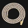 3mm 4mm 5mm 1 Row Tennis Chain Bling Zircon Copper Material Necklace Hip Hop Man and Women Iced Out Jewelry Free Engrave