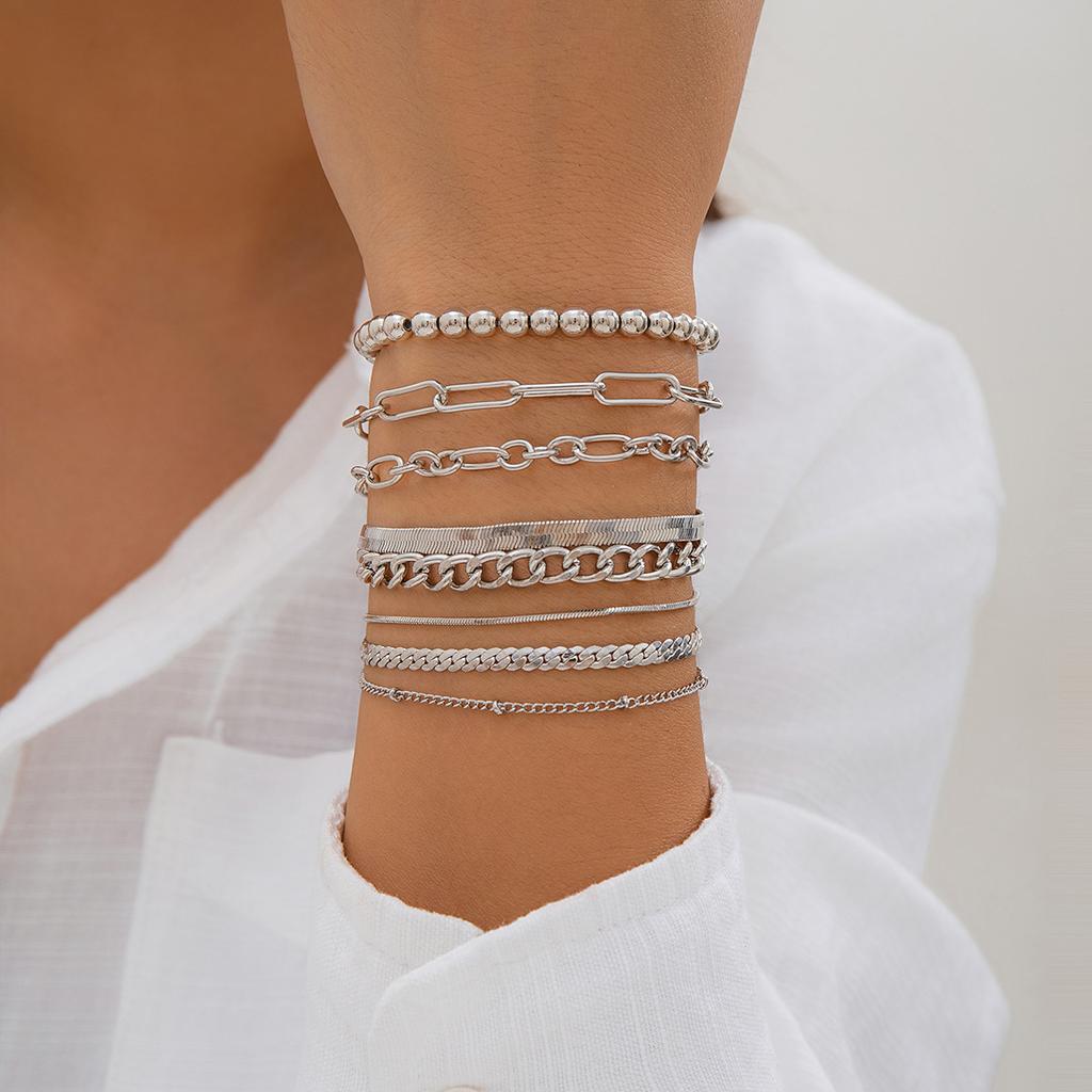 Heart Pendant Bead Stacking Bracelet Set Fashion Jewelry Minimalist Accessories Multi Layer Adjustable Bracelets for Women Girls Trend Charm Gift