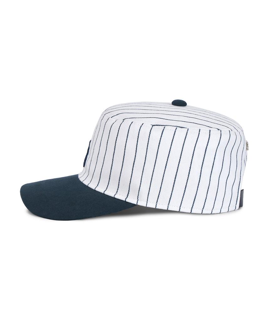Bajal Leaf Vz Monogram Stripe Pillbox Cap Navy