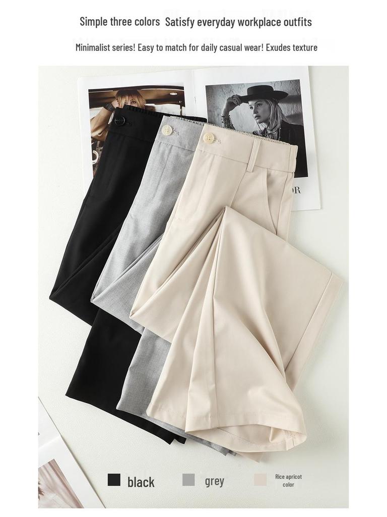 Women's Matte Acetate Wide-Leg and Narrow-Leg Slimming Casual Pants - Summer 2025 Collection
