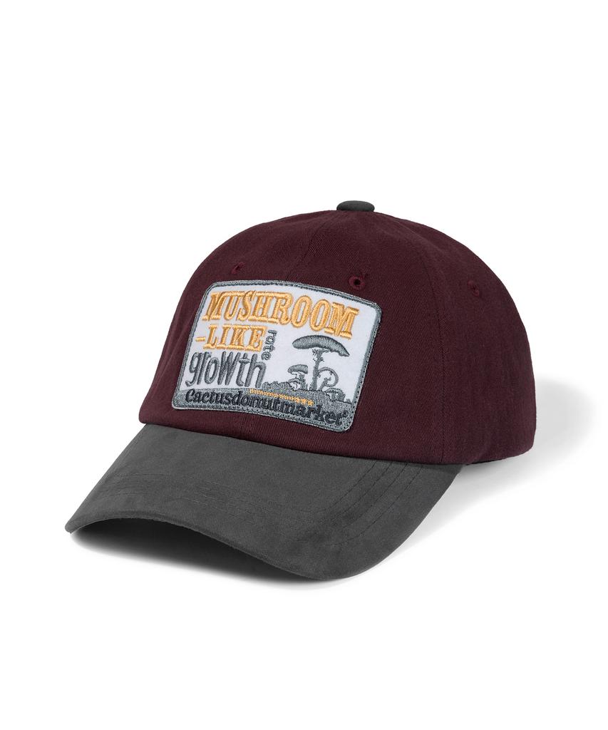 Kaegteoseudoneosmakes Mushroom Patch Two Tone Ball Cap - Burgundy/Charcoal