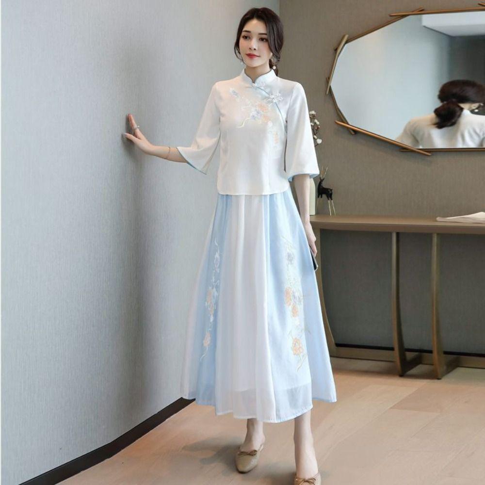 

Вышивка Республика Китай Стиль Улучшенный Костюм Элегантный Косплей