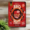 1PC Tin Sign BBQ Party - Vintage Meat/Grill Design for Kitchen/BBQ Area, 8x12in/20x30cm