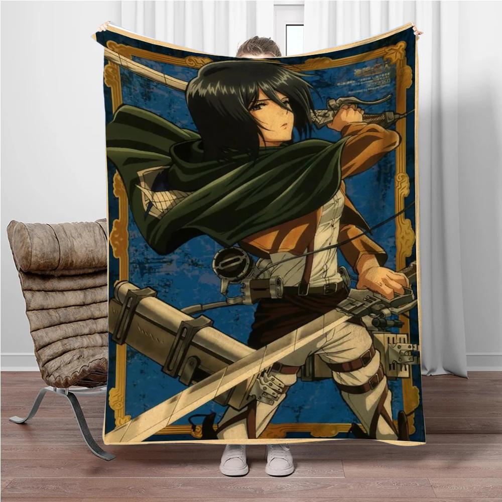 Vintage Japanese Anime Attack-on-Titan Flannel Blanket Soft Warm Throw Nap Blanket For Sofa Office Bed Office Camping Travelling
