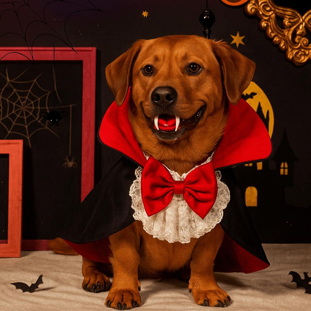 Funny Bow Tie Halloween Pet Costume Stand-collar Adjustable Cat Cosplay Cloak Outfits Lace Small Dog Cape Festival
