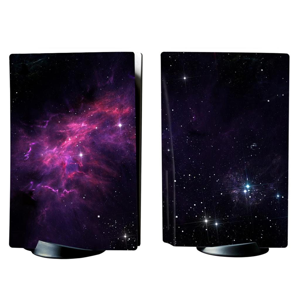 PlayVital PS5 Console Disc Edition Custom Stickers, PS5 Stickers for PS5 Controllers, Charging Stations, Headsets, and Media Remotes [Purple Nebula]