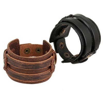 Men Women Punk Retro Wide Faux Leather Belt Bracelet Wristband Jewelry Gift