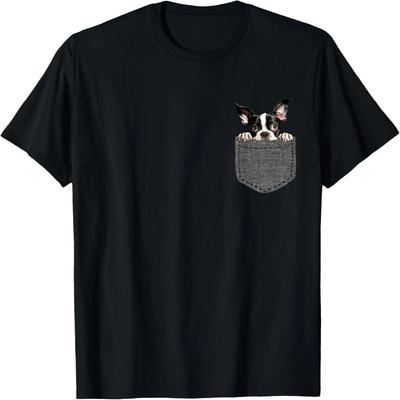 Camiseta Cão Boston Terrier no Bolso