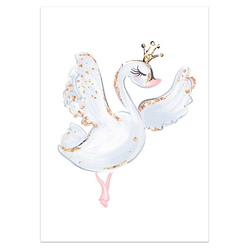 Nordic Ballet Princess Nursery Poster Unicorn Wall Art Canvas Painting Swan Wall Pictures For Children Room Kid Cuadros Decor