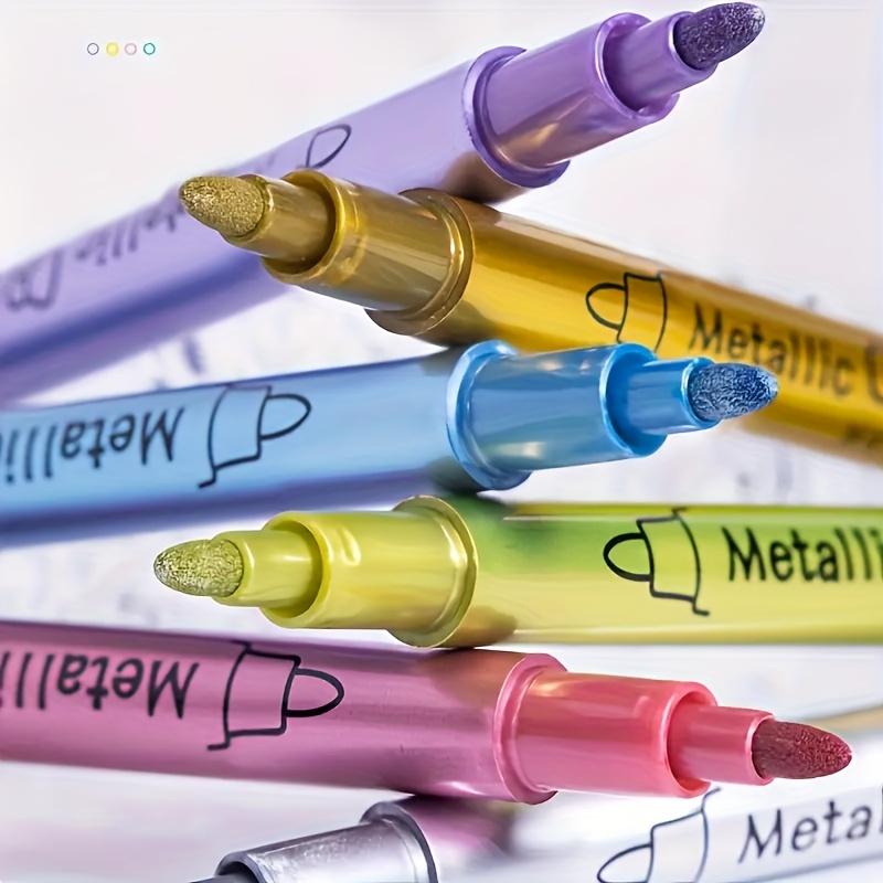 12pcs Metallic Colorful Pens - Golden, Silvery & Bronze for Crafting, Signing & Art Projects Suitable As Gifts,marking Pen