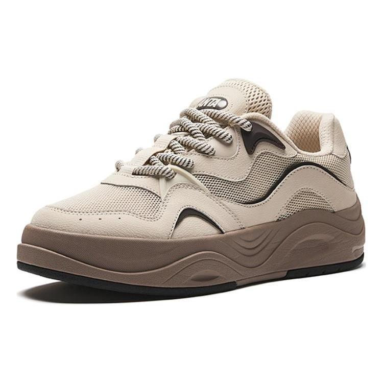 New Anta Seaweed Cushioned Wear Resistant Lightweight Height Increasing Low Top Skateboard Shoes Men's Brown 912428011-5