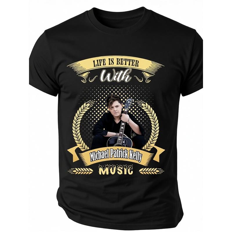 T-Shirt Musicale Michael Patrick Kelly - Maglietta a Maniche Corte con Stampa Iconica della Firma, Camicia Casual Girocollo 220g Adatta per - Indossare & Musica