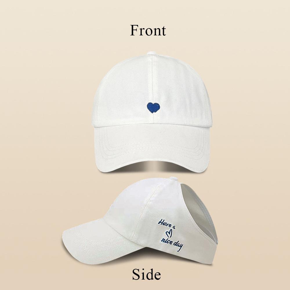 Kids Baseball Caps for Boys Girls Sun Hat Love Heart Hollow High Ponytail Caps Children Adjustable Baseball Caps for 4-12 Years