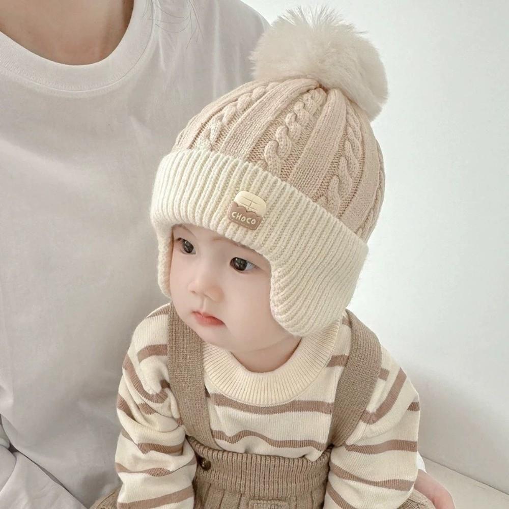 Warm Pullover Cap Pompom Beanie Hat New Knitted Cap 0-3Y