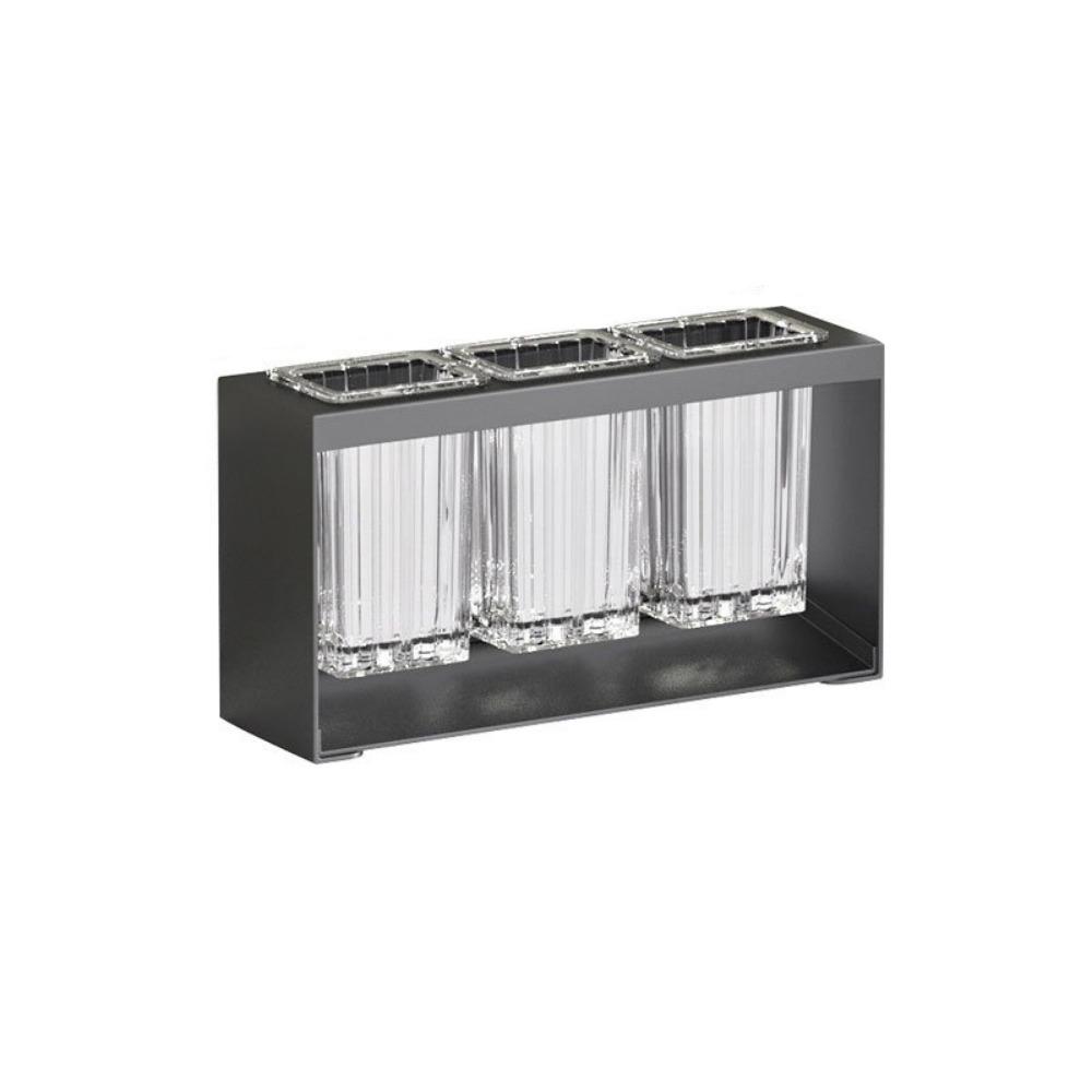 

Large Capacity Chopsticks Spoon Storage Rack Carbon Steel Tableware Drainage Rack Razor Grey 3 Cups