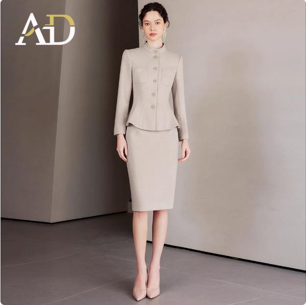 AD Winter Damen High-End Pink Wollmischung Blazer & Hosen Set - Elegantes Professionelles Outfit