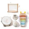 Montessori Wooden Musical Instruments Set Wood Tambourine Xylophone Maracas Wind Chime Early Music Education Toy for