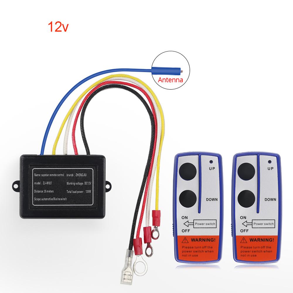 Universal 12V 24V 250A Winch Remote Contactor Winch Control Solenoid Relay Twin Wireless Remote Recovery For Car Jeep Motorcycle