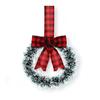 Mini Christmas Cabinet Wreaths 5.1 Inch Small Kitchen Xmas Decor with Red Ribbon Bow Plastic Rattan Fabric Window Door Office Holiday Decoration