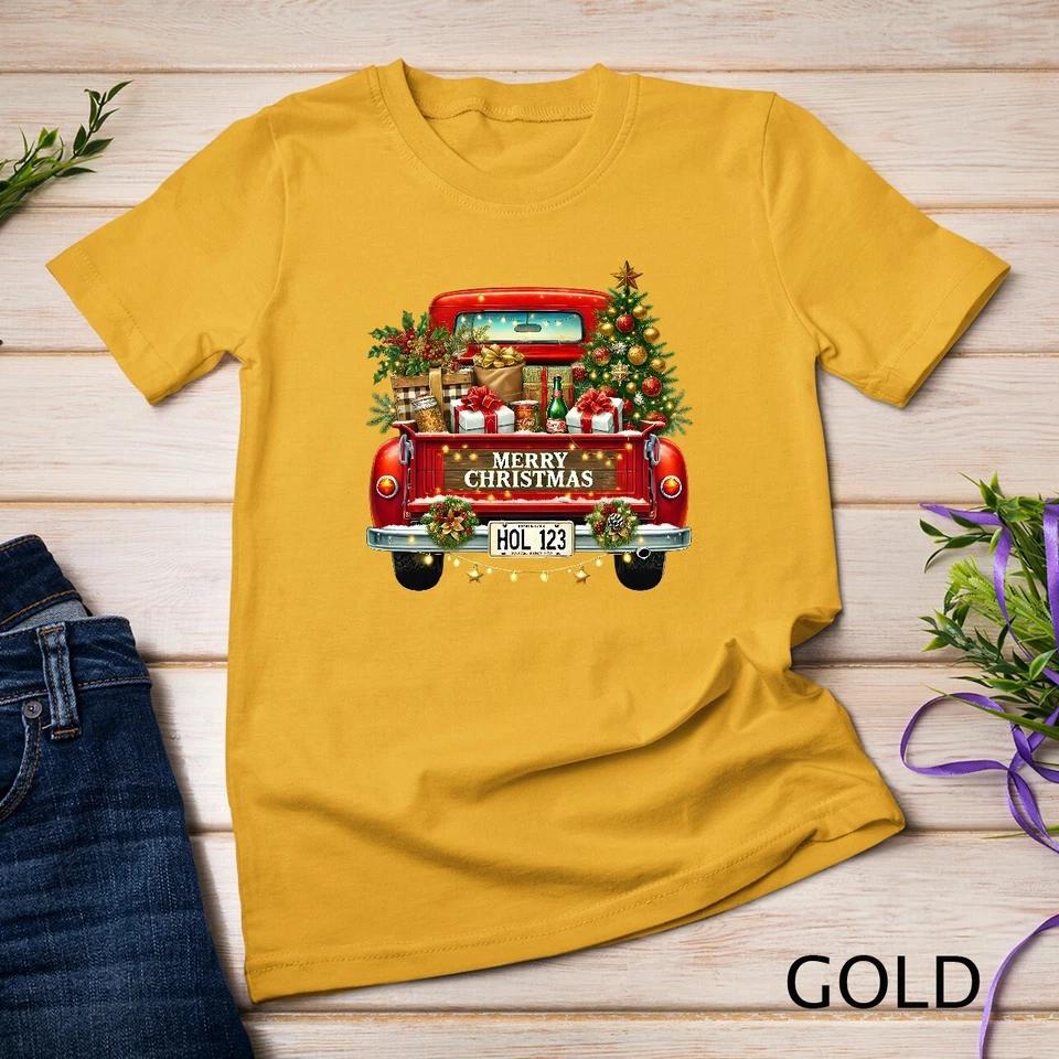 Vintage Truck -Christmas Cheer #4 Funny Christmas Shirt Unisex T-shirt 5 4XL