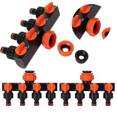Répartiteur d'arrosage à 4 voies avec vanne d'arrêt Adaptateur de robinet d'eau Connecteur pour réguler et couper le débit d'eau