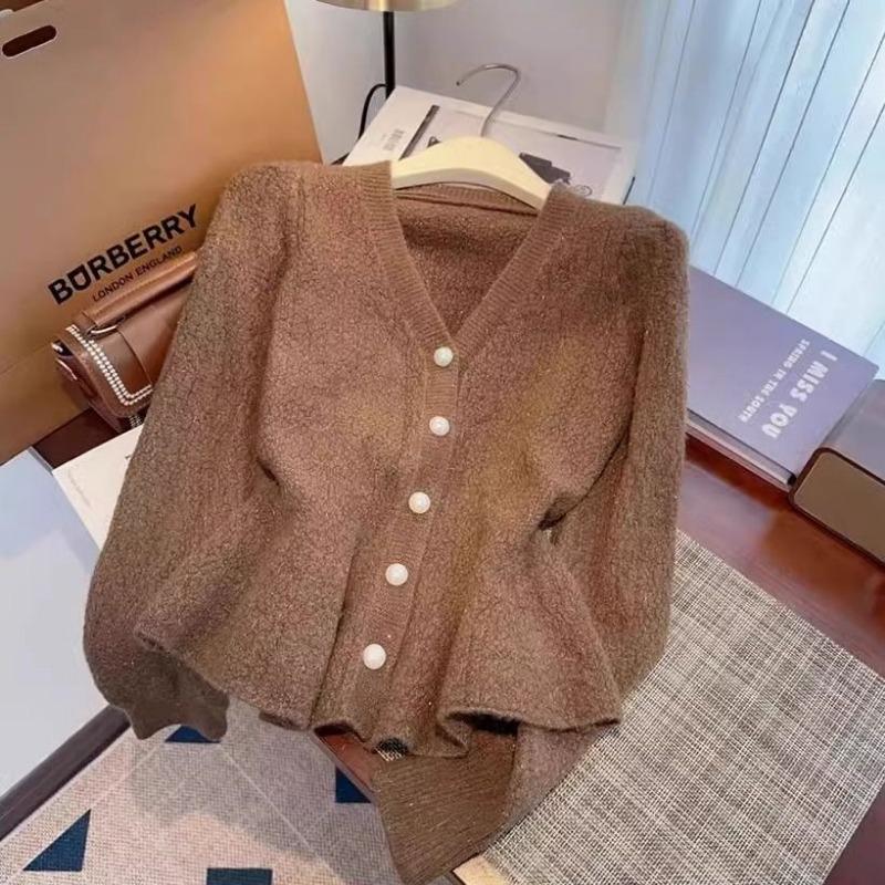 Pulover scurt tricotat în stil francez la modă, ținută de iarnă pentru femei