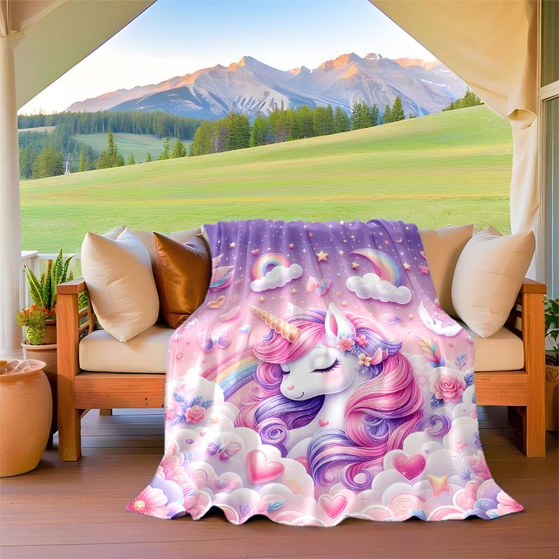 1PC Unicorn on the Clouds blanket, al season lightweigh Poster blanket home office outdoor nap multifunc Poster blanketional blanket