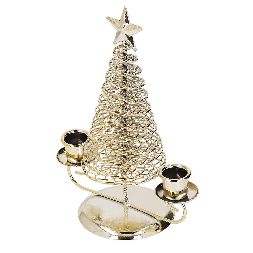 Candlestick Ornaments European Metal Christmas Tree Shape Wax Candle Holder Home Decoration Double