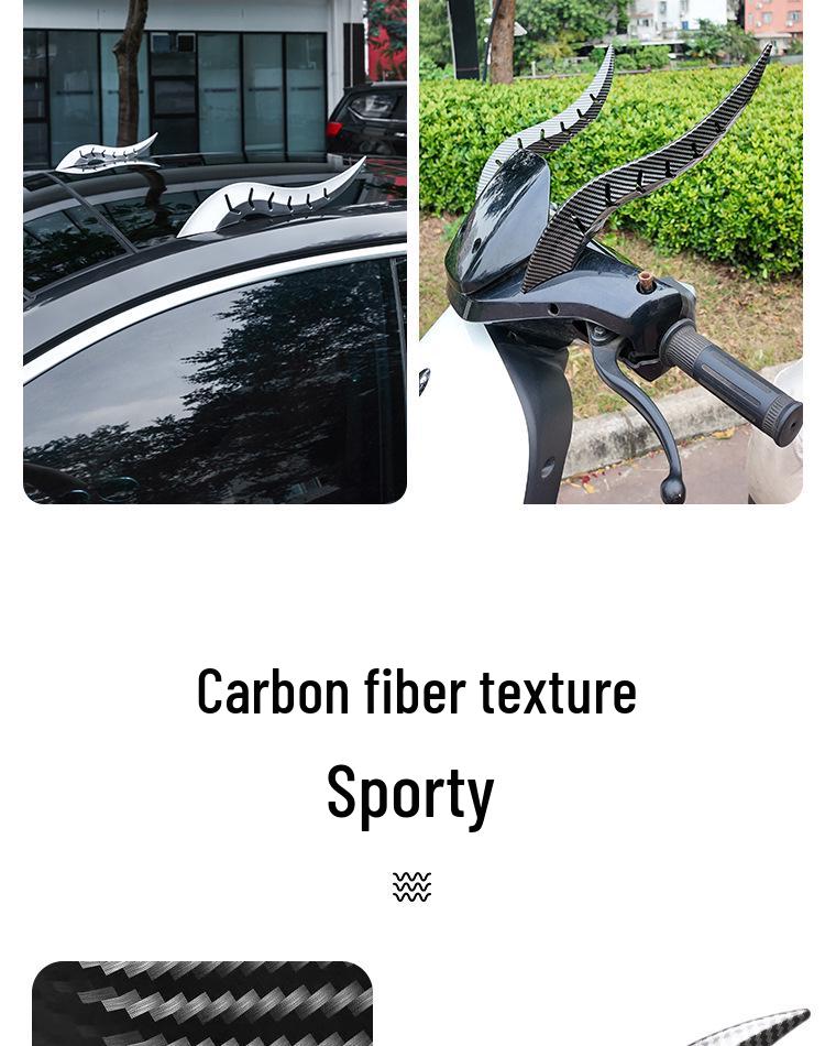 Dragon Horn Carbon Fiber Car Roof Ornament Spoiler Fin for Various Models