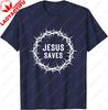 Jesus Saves Cross Thorns Crown Graphic Design Printed TShirt Casual Fashion Loose Harajuku Unisex Tshirt Summer Cotton Y2k Tees