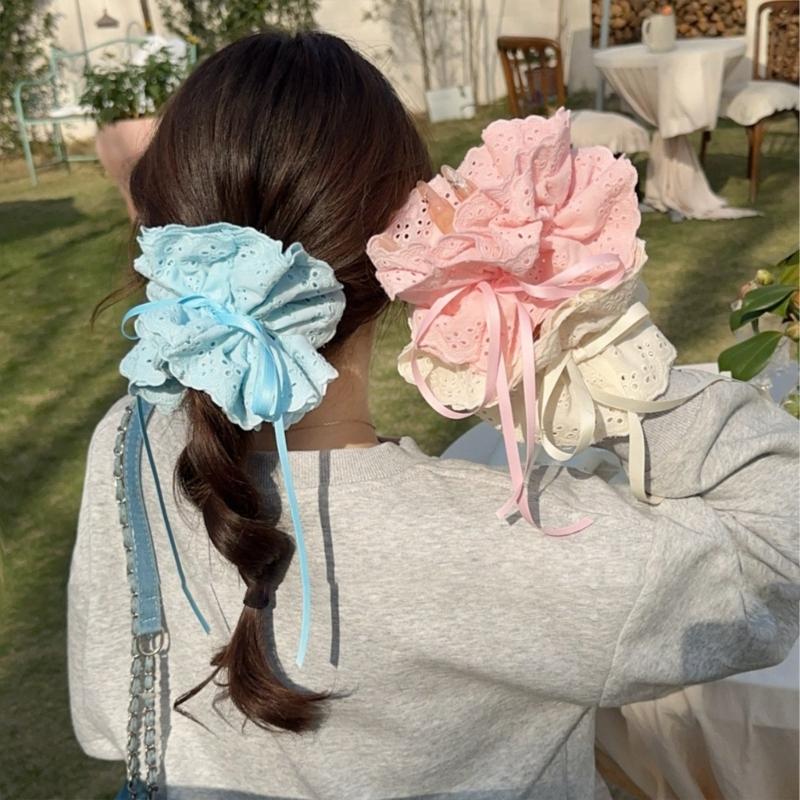 Elegant Lace Trim Drawstring Hair Ties For Women Soft And Stylish Scrunchies Great For Various Hair Types