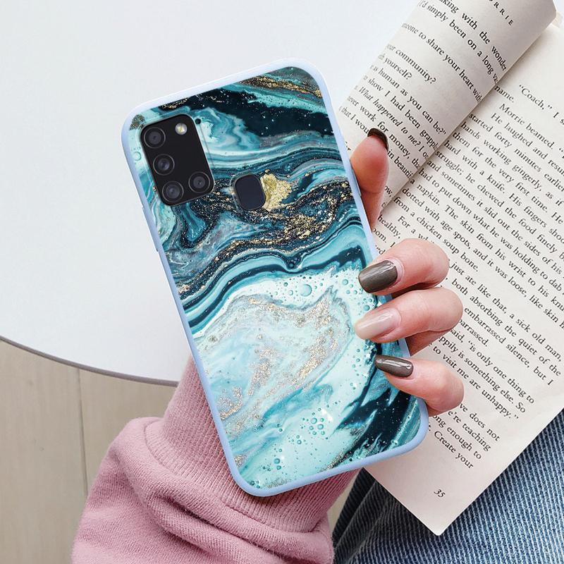 Case For Samsung Galaxy A21S Back Cover Protective Silicone Fundas Fashion Marble Stone Texture Coque For Samsung A21S Capa