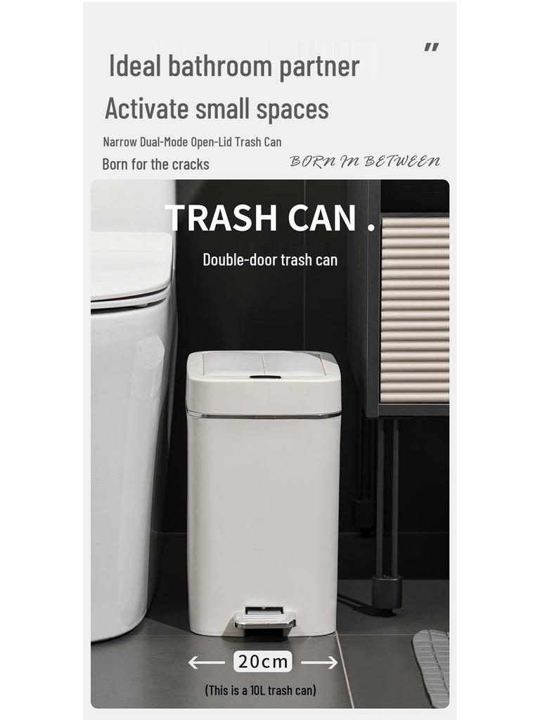 Silent Double-Open Trash Can with Foot Pedal for Kitchen and Bathroom
