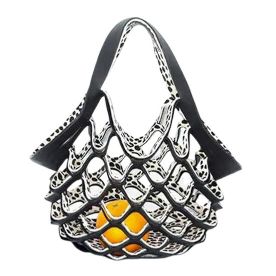 Ručně vyráběná skládací taška tote s vysokou nosností, velkokapacitní, víceúčelová, dutý design, taška na ovoce a zeleninu