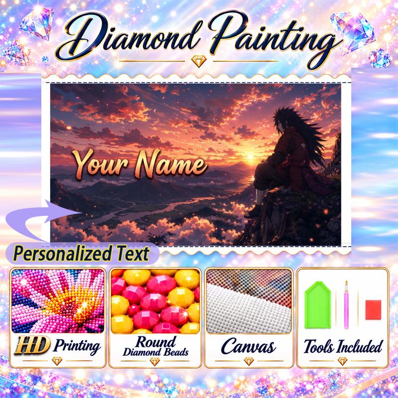 Personalized Madara Uchiha Diamond Art Custom Name 5D Diamond Painting Full Drill DIY Craft