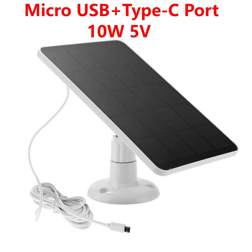 10W/20W 5V Solar Panel Outdoor Solar Cells Charger USB/Type-C Solar Panels Waterproof Solar Cells Charger for Security Camera