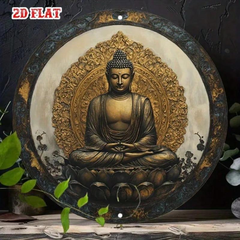 Arte da Parete in Metallo di Alluminio Buddha Meditazione Vintage per Arredamento Casa Caffè
