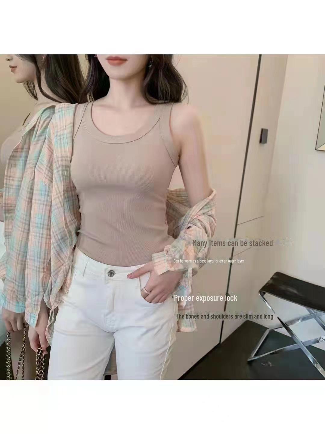 

Популярный женский жилет-комбинезон из хлопка с нитками от Douyin: Защита от воздействия внешней среды, боковая часть груди, топ без рукавов, готов к отправке. L (recommended 95-110 jin)