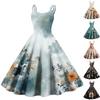 Women's Floral Print Sexy Off Shoulder Punk Retro Dress