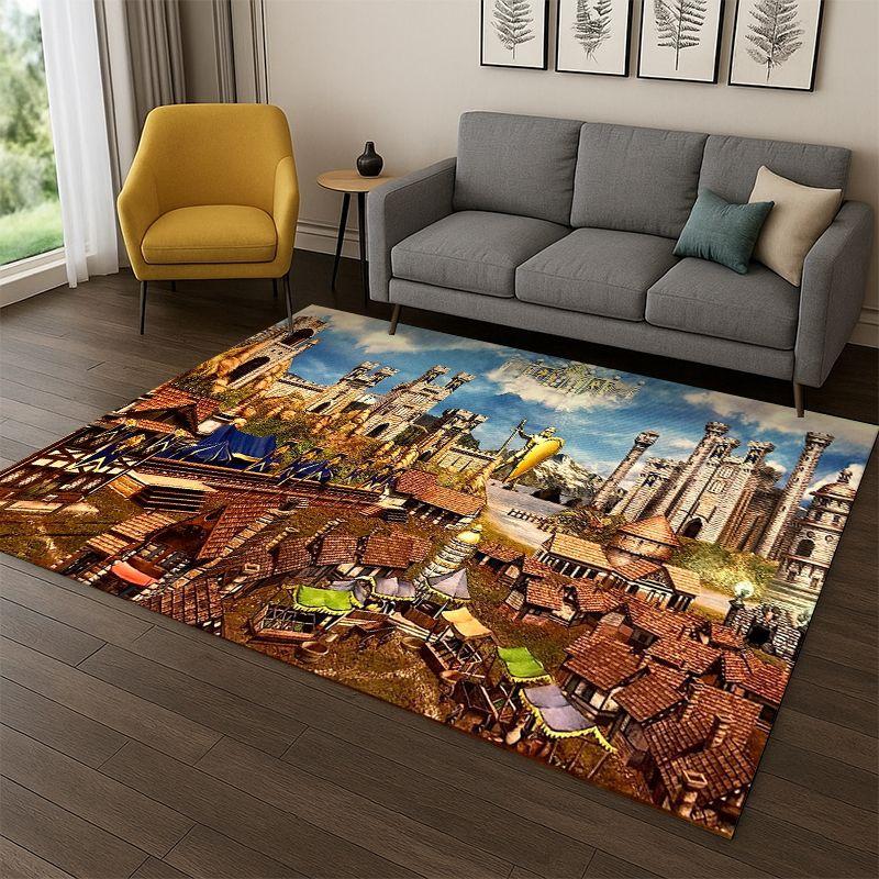 Retro Heroes of Might and Magic Map Game Carpet Rug for Bedroom Living Room Sofa Playroom Doormat Home Decor,Area Rug Non-slip